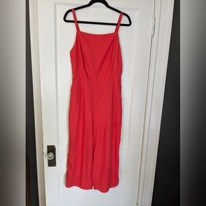 Old Navy Hot Coral Linen Blend Jumpsuit w/ Pockets, Sz. MEDIUM